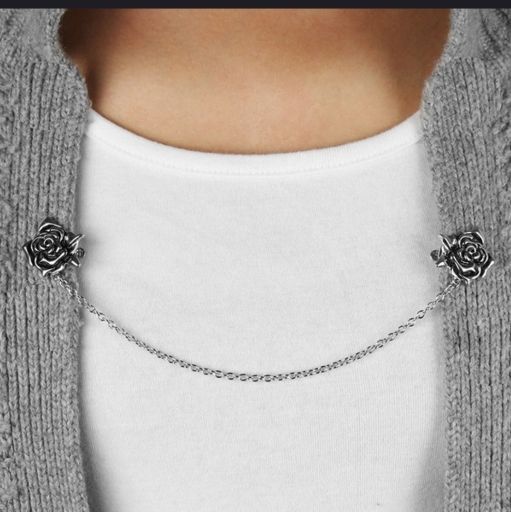 New Rose Silver-tone Cardigan Collar Chain - Picture 1 of 13
